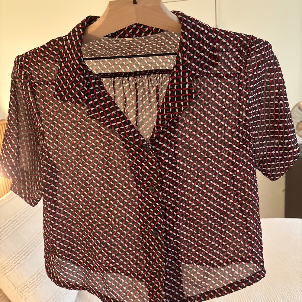 Vintage crop printed shirt